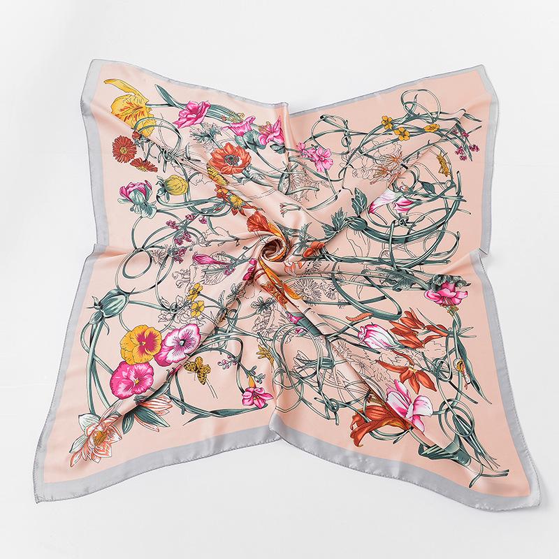 90x90cm Fashion Handkerchief Scarf For Women Small Shawl Silk Satin Hair Scarfs Female Square Headband Bandana Head Scarves
