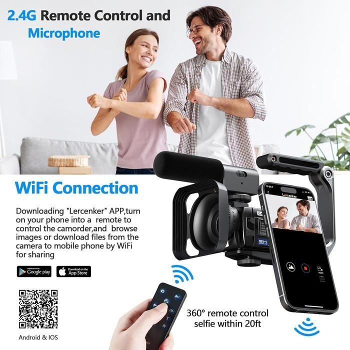 5K Camcorder - 56MP - IR Night Vision - 3" Rotating Touchscreen - WiFi