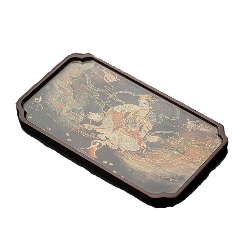 New Chinese Style Dunhuang Murals Tea Tray Tea Set Accessories Dried Bubble Plate Tea Ceremony Tray