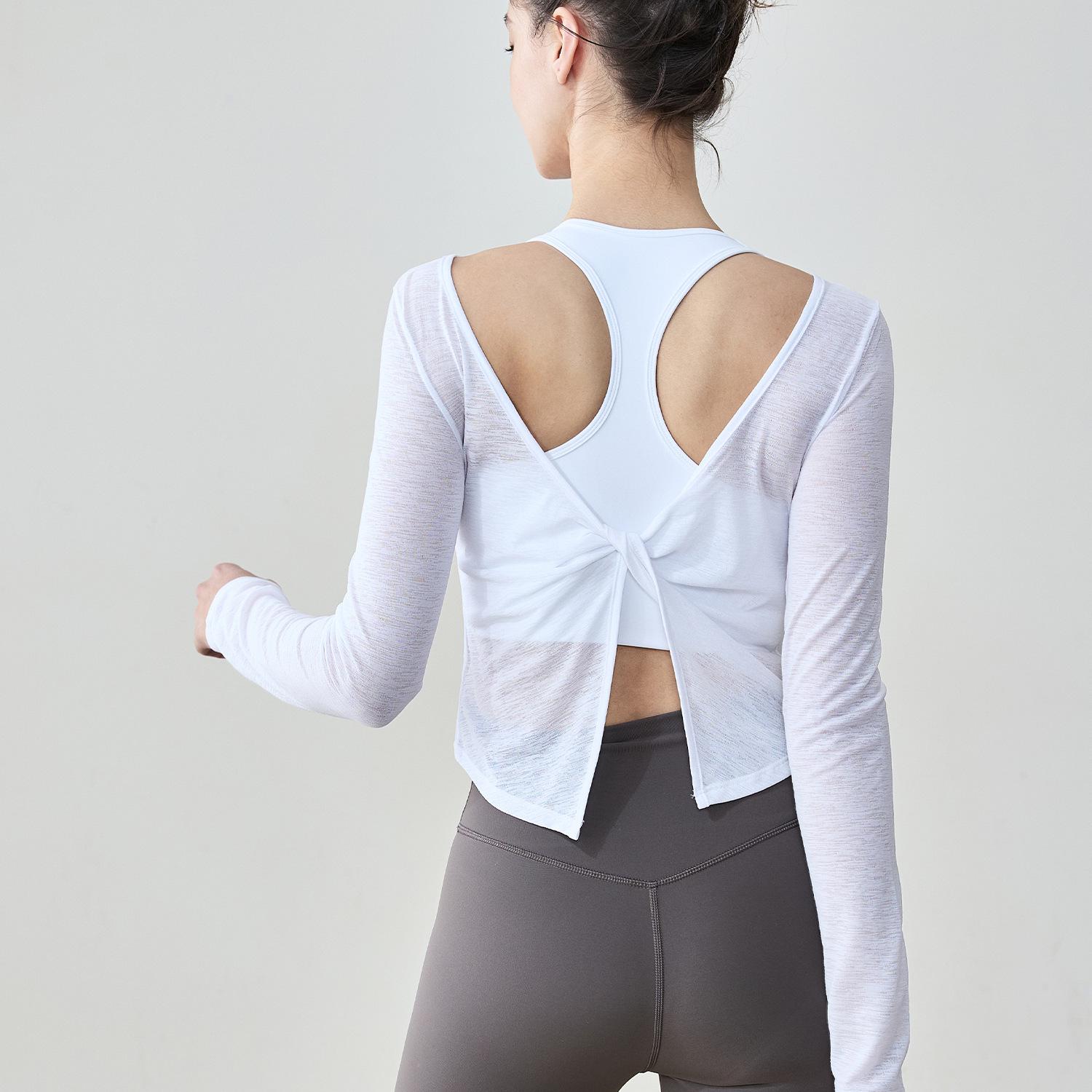 

Женский дышащий топ для йоги с длинным рукавом из бамбуковой пряжи Jiuyi - Накидка для весны/лета L