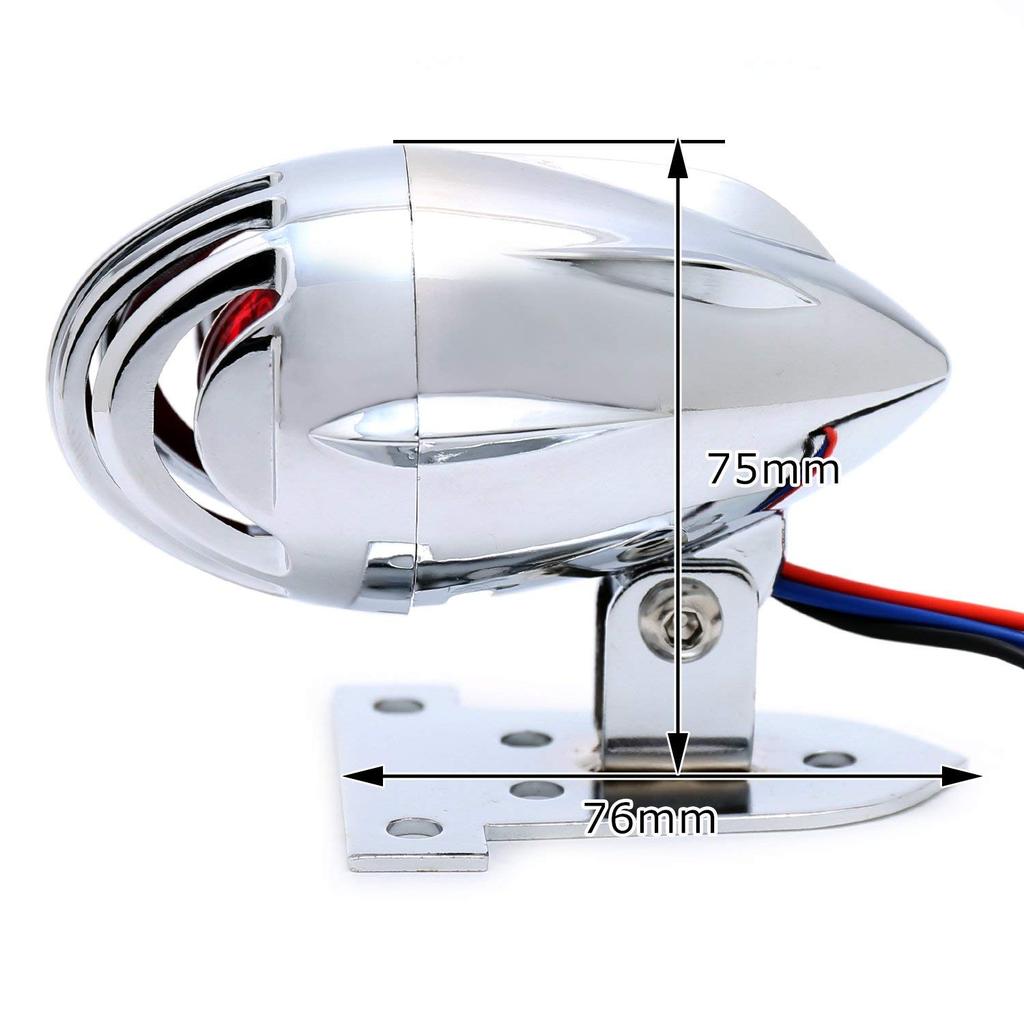 nakira Motorcycle Taillight, Bullet-Shaped, for Magna Shadow SR, TW200, CRF250M, and FTR (NKR1089), Plated Silver