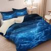 3Pcs Blue Starry Sky Printed Quilt Set- Includes 1 Quilt Cover And 2 Pillow Cover (Without Filler)