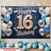 1pc Birthday 16th Gift Box Photo Booth Hanging Banner Polyester