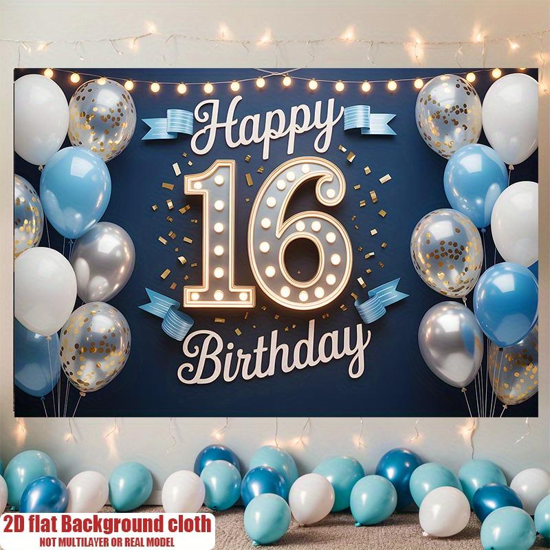 1pc Birthday 16th Gift Box Photo Booth Hanging Banner Polyester