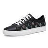 Neue Herren Freizeitschuhe aus echtem Leder Trend Leinendruck Flache Skateschuhe Junger Mann Coole Loafer