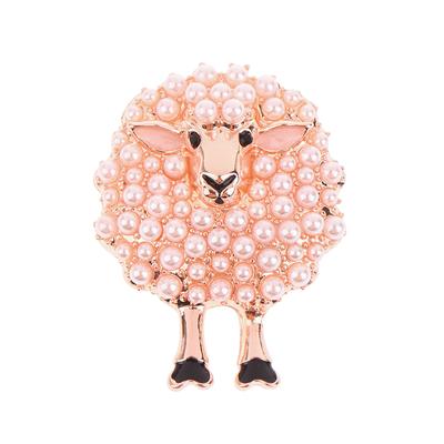 Cartoon Animal Brooch Inlaid Pearls Lucky Lovely Sheep Brooch Alloy Brooch Gift
