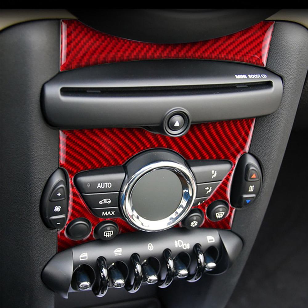 Kohlefaser Autoaufkleber Innenausstattung Mittelkonsole Knopfleiste Abdeckung Aufkleber Zubehör Für Mini Cooper Clubman R55 R56 R57