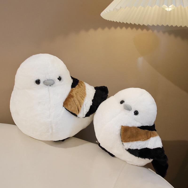 Cute Crooked Head Hairy Long-Tailed Tit Plush Toy Sofa Throw Pillow Girl Gift Small Doll