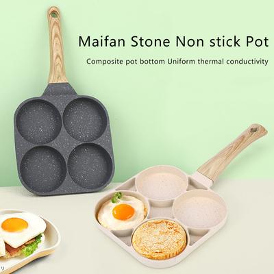 2/4-Hole Omelette Non-Stick Pan Hamburger Steak Pancake Sausage Omelet Breakfast Pan With Handle Cooking Tools