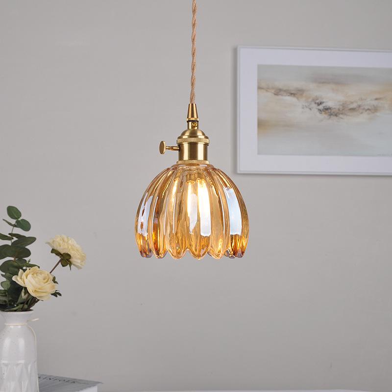 Nordic Retro Brass Glass Pendant Light - Ideal for Bar, Restaurant, Bedside, or Cafe.