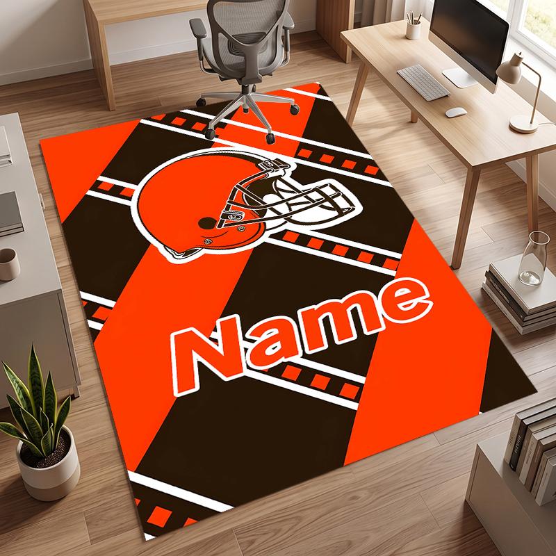 Cleveland Browns (1) Personalized Name Office Carpet Stylish Decor for Living Room Bedroom Kitchen