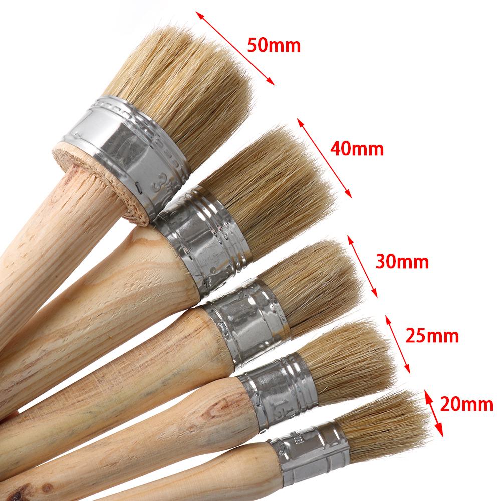 1PCS Pinceaux à Manche en Bois avec Poils Naturels Craie Peinture à l'Huile Pinceau à Cire Pochoirs pour Meubles Art Populaire Décoration de Maison Pinceau de Peinture
