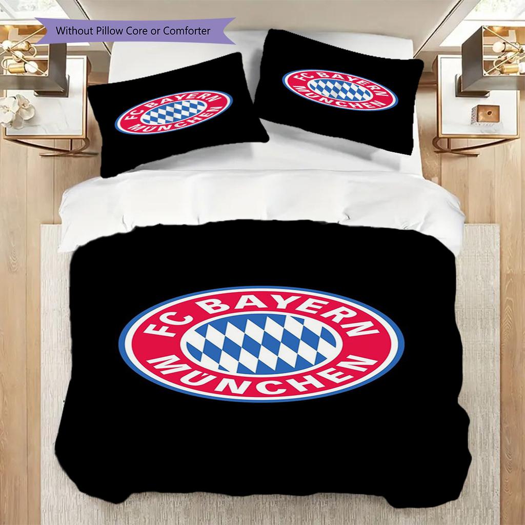 Biancheria da letto con stemma FC Bayern Monaco (1 * copripiumino + 2 * federa, senza nucleo) Set biancheria da letto 2D Piatto Regalo di Natale Compleanno Morbido e Confortevole