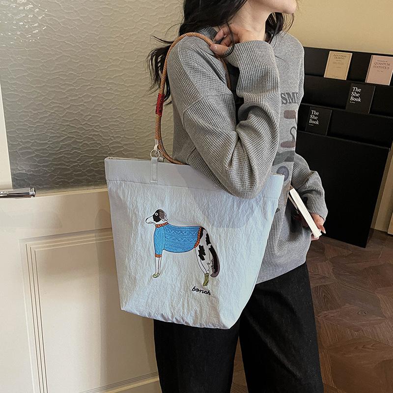Spring and Summer Embroidery Spotted Dog Underarm Hand Bag Shoulder Bag Simple Tote Bag Messenger Bag Women