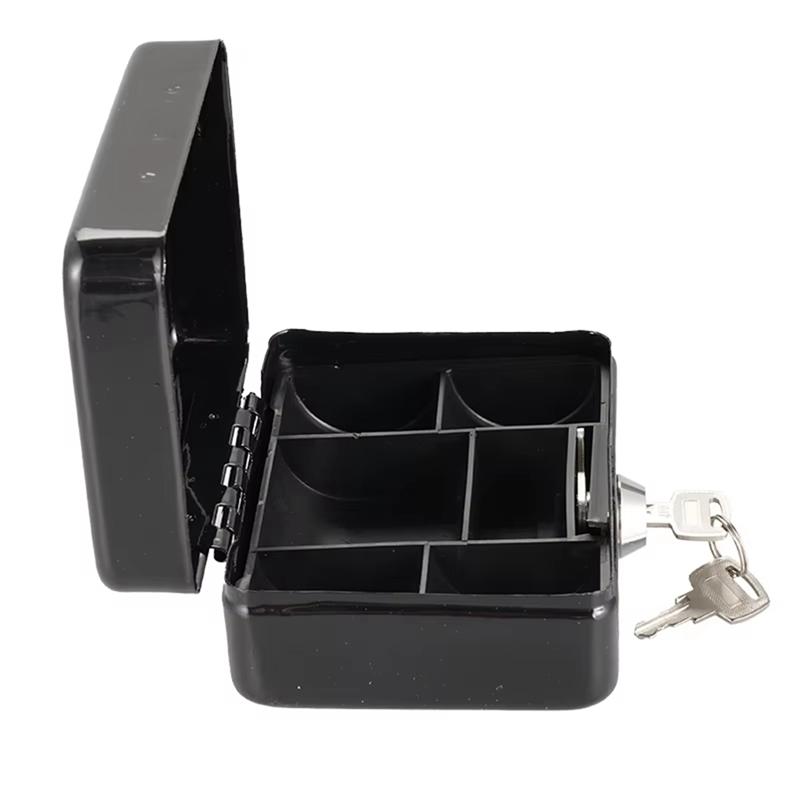 A25F-Metal For Coin Bank Lock Box Cash Box Mini Safe Money Bank Security Box With Key Sturdy Cash Portable For Coin Collection