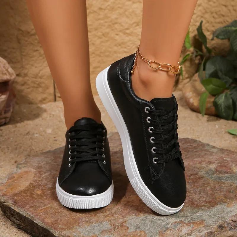 Fashion 2025 High Quality Ladies Shoes Lace-up Women's Vulcanize Shoes Fashion Outdoor Slip-Resistant Casual New Versatile Sneakers