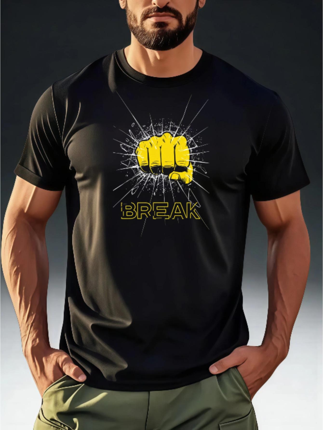 Мужская модная футболка на тему силы с креативным принтом кулака BREAK XXXL