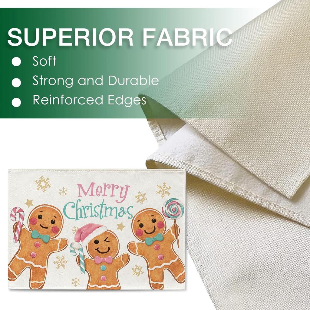 4/6/8/10pcs Christmas Cute Gingerbread Man Meal Mat Restaurant Kitchen Durable Table Mat Cup Mat Home Decoration
