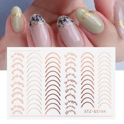 French manicure stickers rose goud striping nail art sticker tape 3D slider nagels gel polish sticker stickers manicure decoratie