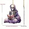 Flat Halloween Acrylic Surface Pendant With Reading Skeleton Design For Decor