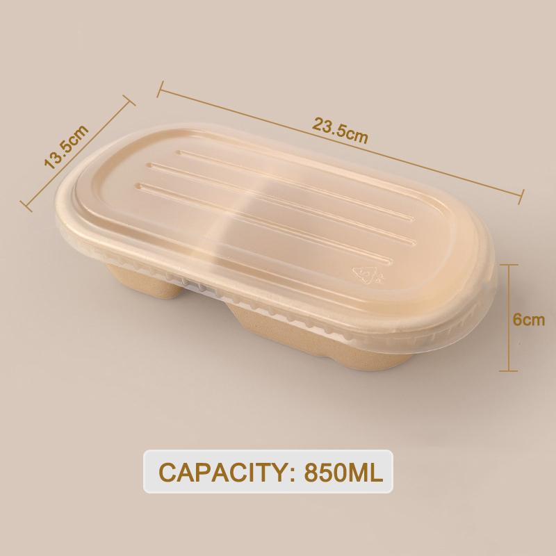 20/50Pcs Disposable Bowls with Lids, 2 Compartment Sugarcane Fiber Food Container, 850ML Takeout Deli Container