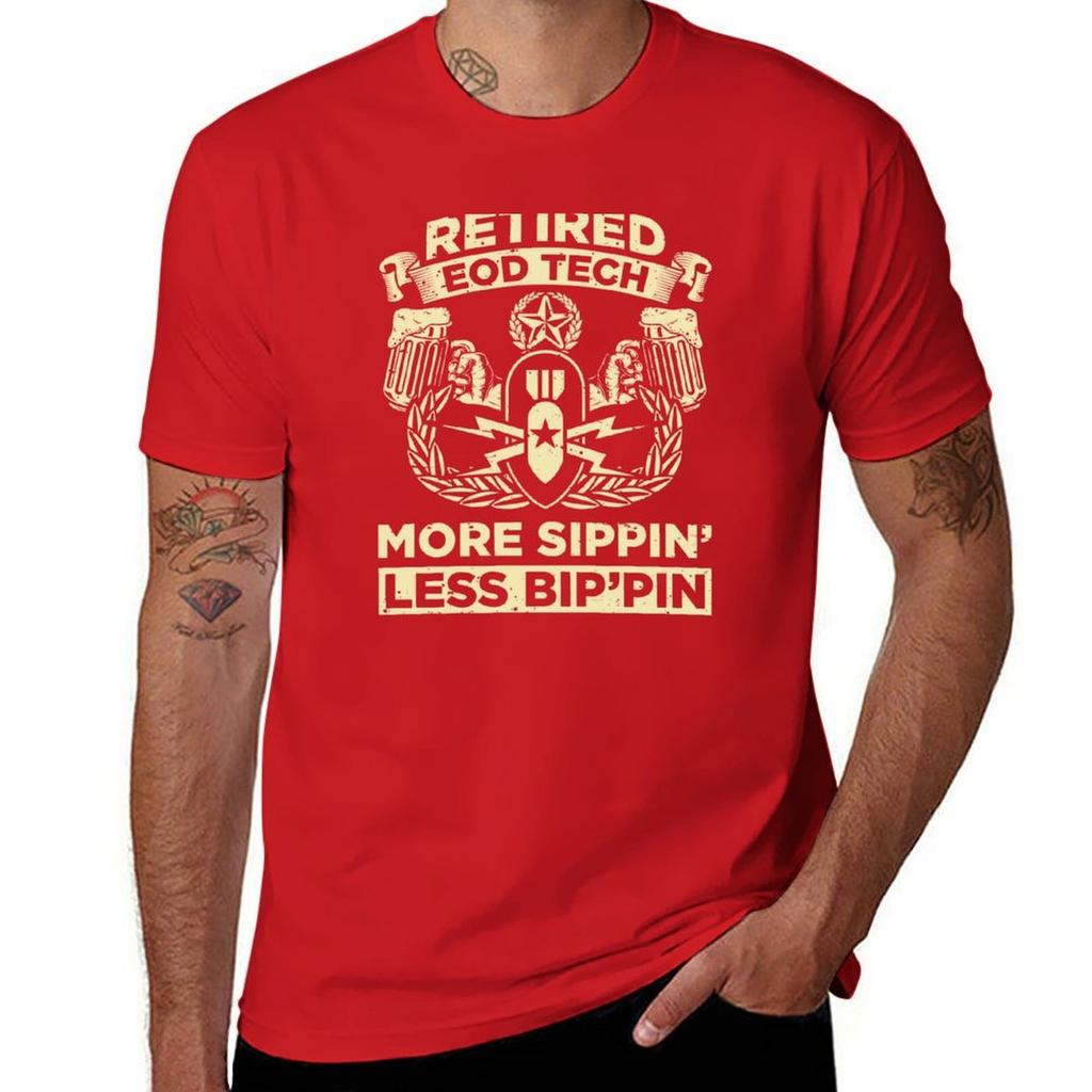 Retired Eod Tech More Sippin Less Bippin Eod Explosive Ordnance Disposal Master Badge Tshirt