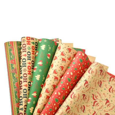 6pcs DIY Thickened 50*70cm Mixed Style Christmas Gift Wrapping Paper Kraft Paper Xmas Elements