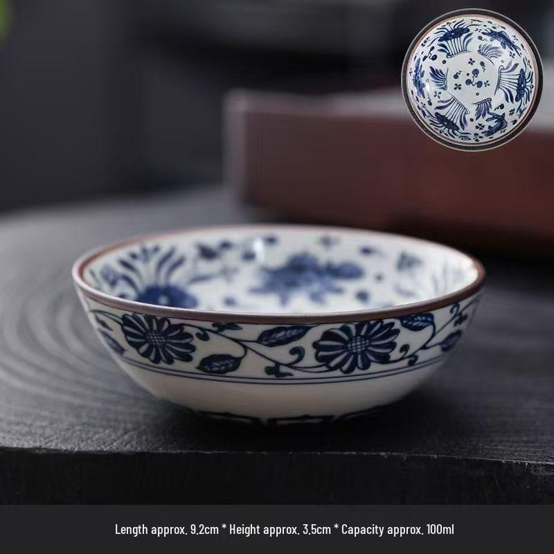 Hand-Painted Blue and White Porcelain Retro Tea Cup