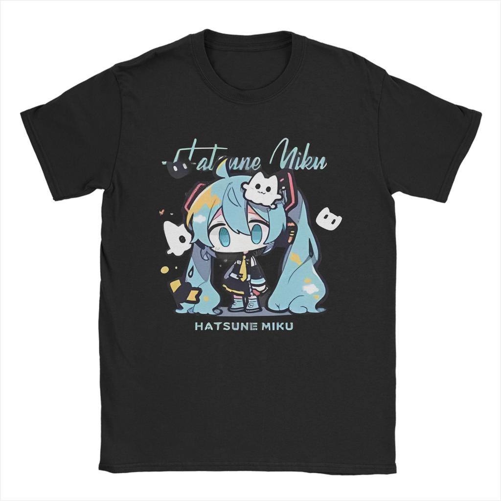 Men Women Hatsunes Mikus   Anime T Shirts  100% Cotton Tops Casual Short Sleeve Round Collar Tees Original T-Shirts