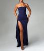 Women's One-Shoulder Strapless Evening Dress - Sexy Backless High Slit Gown