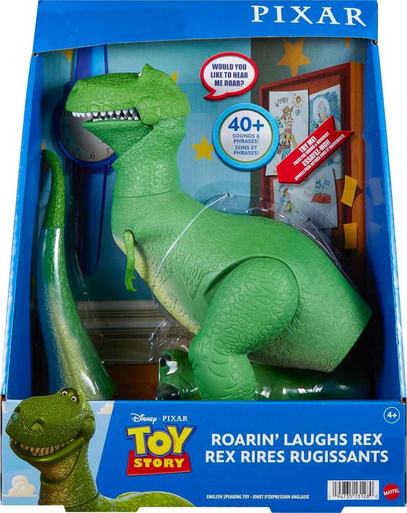 Mattel Disney Pixar Toy Story Moving Talking Rex Dinosaur Inches Tall with 40 Phrases and Mouth Arm Kids Gift Toys, & Figure, Roarin’ Laughs, 10.8 &
