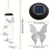 Solar Power Butterfly Wind Chimes Yard Courtyard Ornament Wind Chimes Pendants Garden Outdoor Decoration Led Lights Windbell