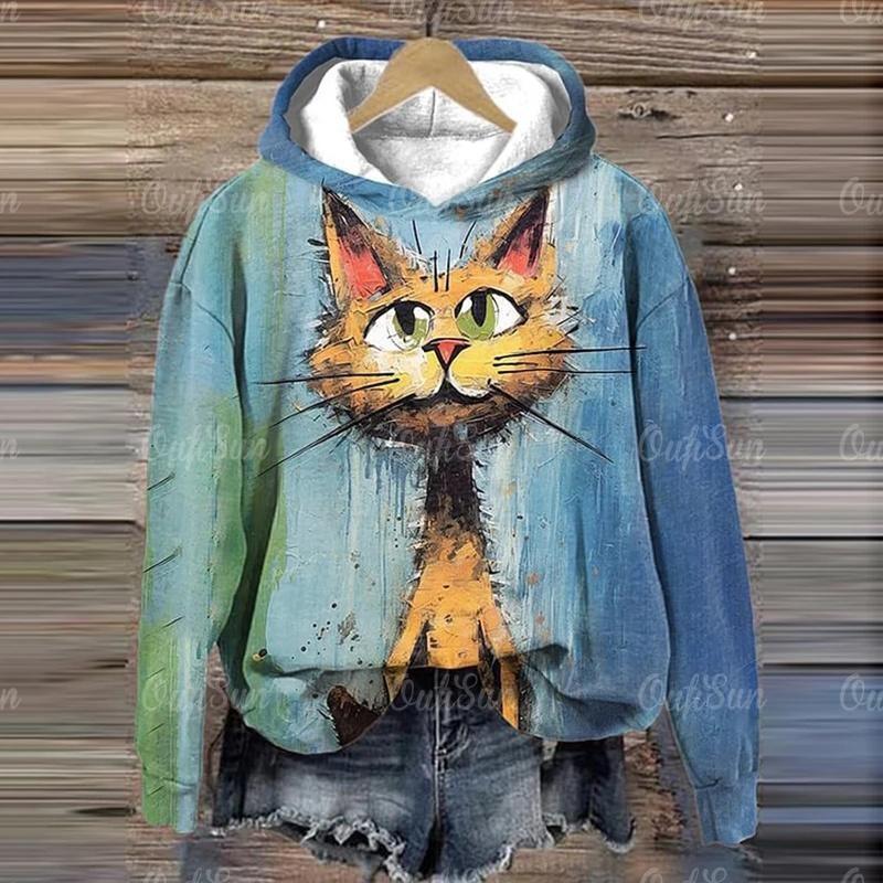 Damen Hoodie 3d Tiere Langarm Damenbekleidung Herbst Hip Hop Mode Street Style Lustiges Hunde Muster Kapuzenpullover