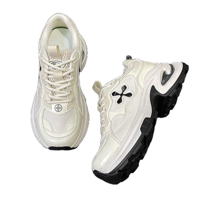 Spring Cross Flower Thick-soled Heightening Sports Shoes Women's Casual Dad Shoes Trendy Design Shows Height and Thinness