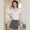 French Elegant Lace Trim V-Neck Short Sleeve Women's T-Shirt