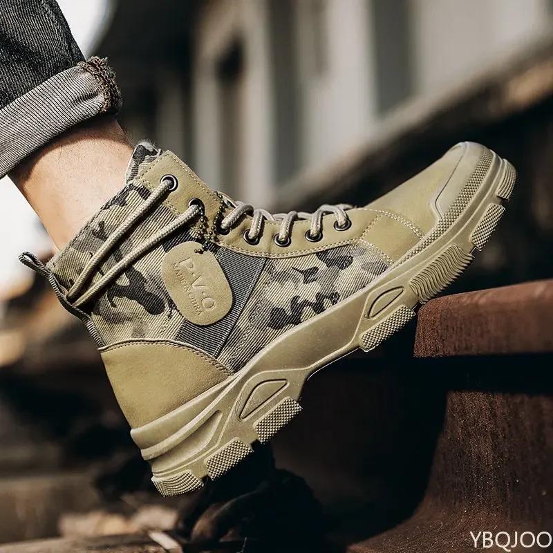 Fashion Men Boots Casual Outdoor Desert Boots Autumn Fashion Camouflage Lace-up Platform Shoes Man  Botas Masculina Zapatos Hombre