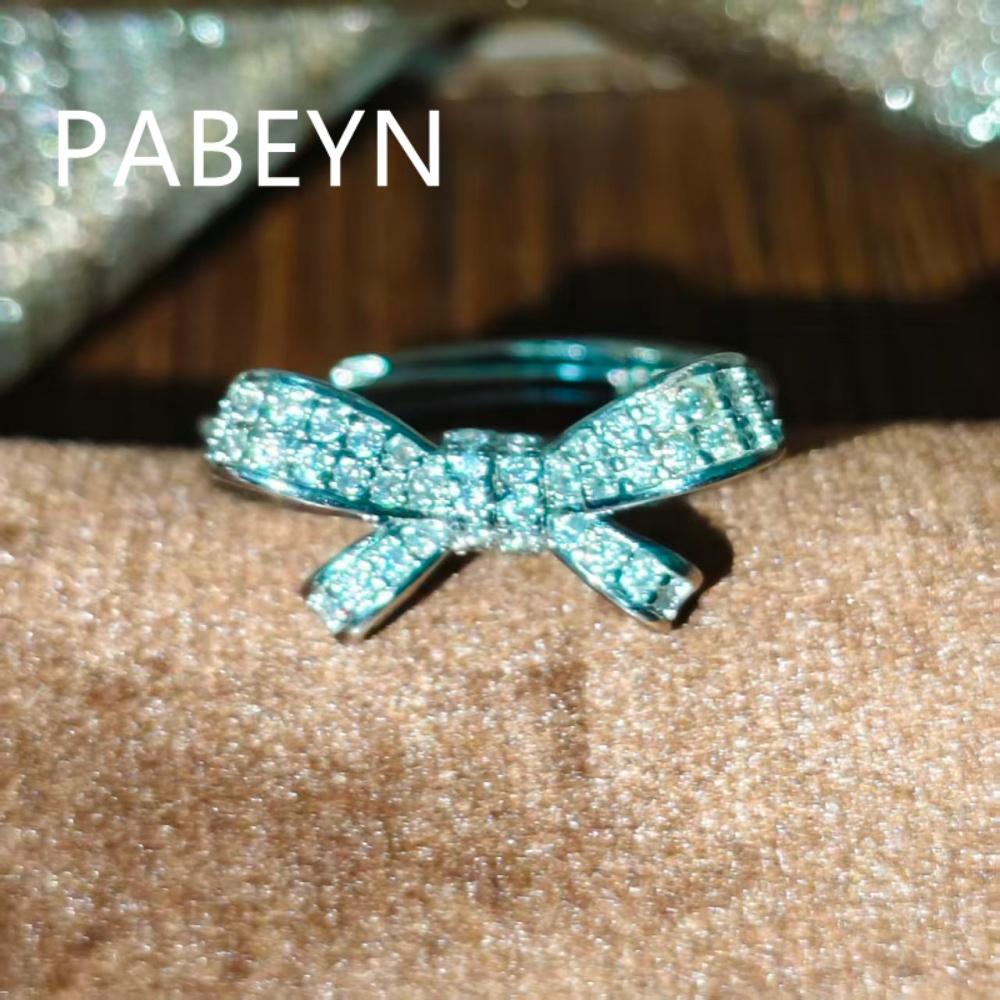 925 Sterling Silver Fashion Light Luxury Premium Bow Zircon Ring Birthday Party Anniversary Wedding Gifts