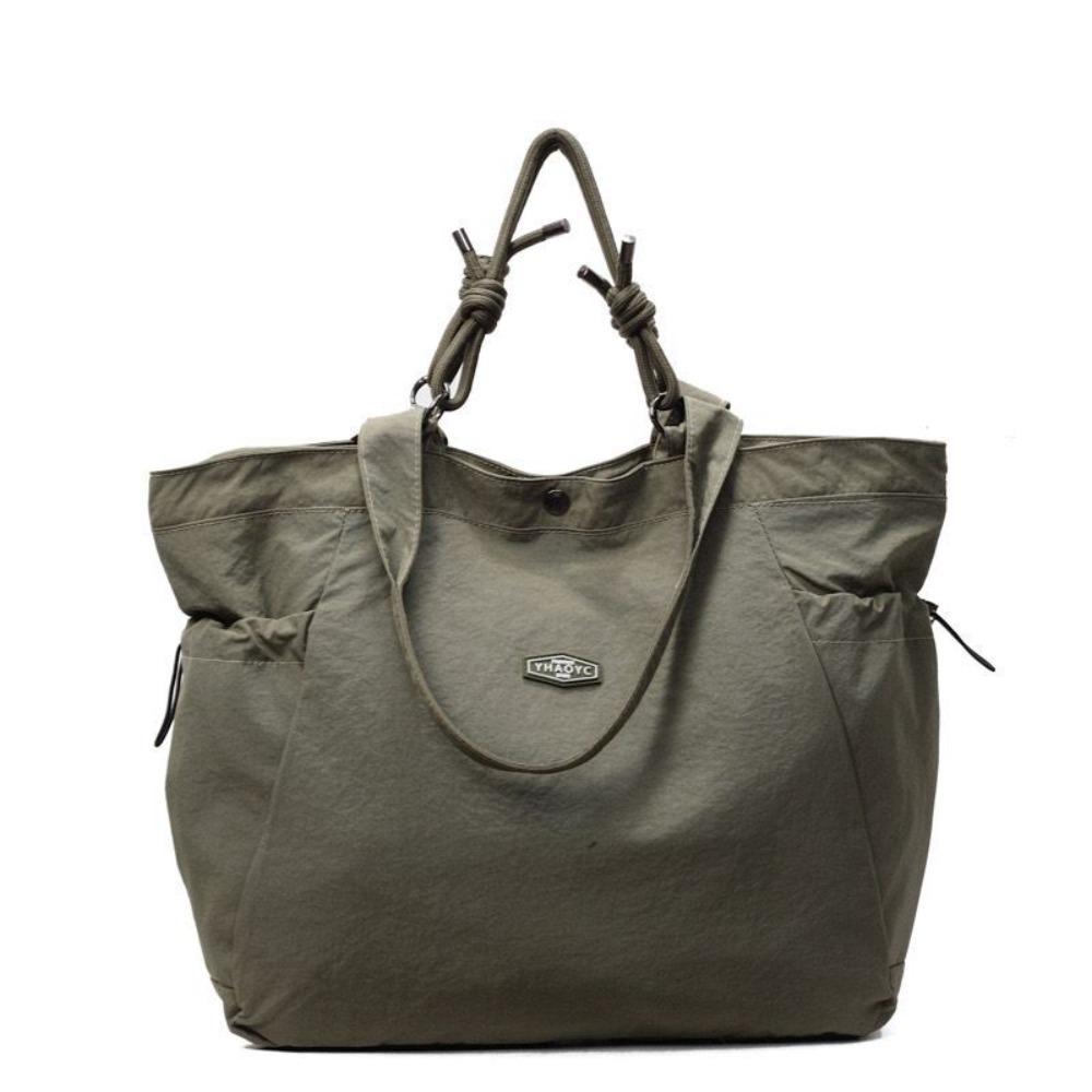 

Korean Style Nylon Tote Bag Casual Nylon Shoulder Bag Portable Lightweight Eco Bag Outdoor зелёный
