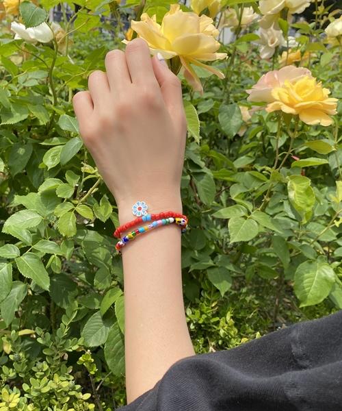 Bonbeau Pretty Daisy Vivid Color Beads Bracelet Colorful Daisy Flower Bead Bracelet