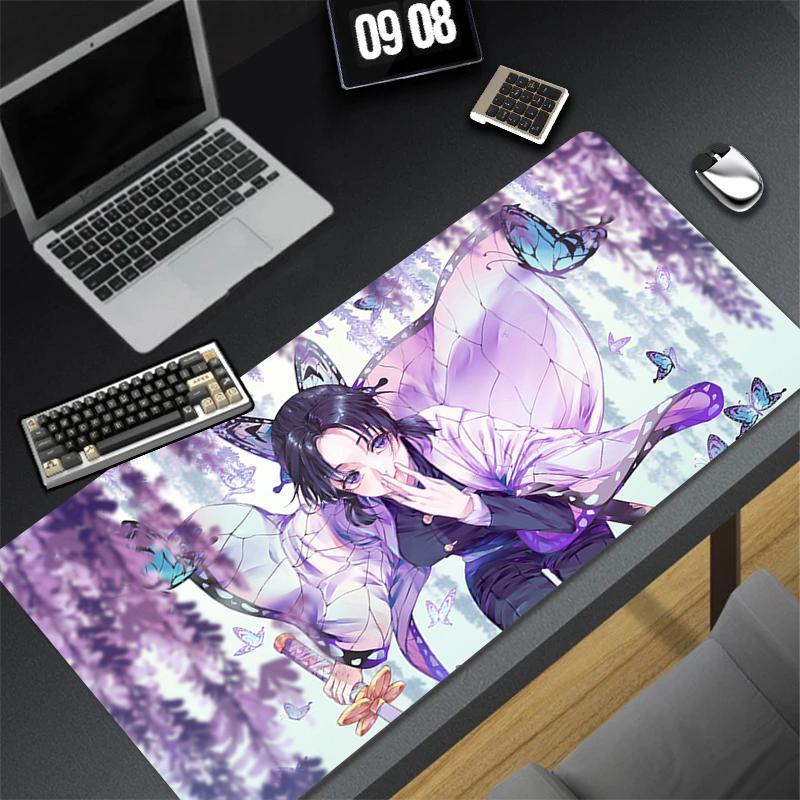 Wisteria Flower Mouse Pad Laptop Purple Anime Girl Keyboard Rug Demon Slayer Kochou Shinobu Mousepad PC Butterfly Gamer Desk