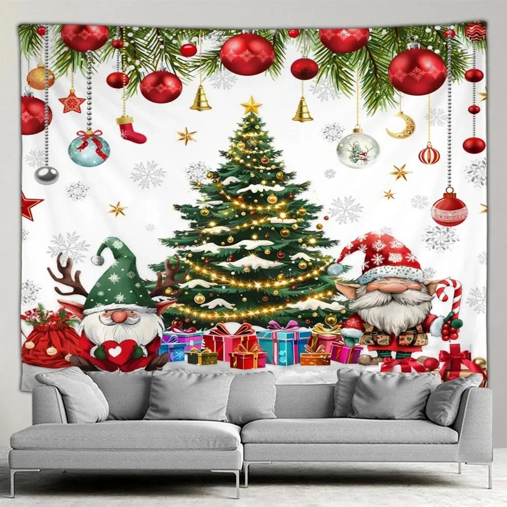 Christmas Tree Snowman Pattern Tapestry Bedroom Living Room Home Christmas Decoration