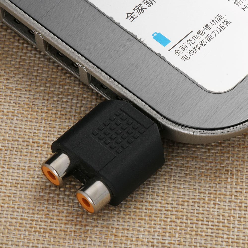 2pcs Consumer Electronics TV Black 3.5mm To 2 RCA Female Male Y Splitter Converter Audio Adapter
