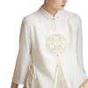 Women's Elegant Embroidered Zen Tea Ceremony Dress - Summer 2026 Chinese Style Flowing Fairy Qipao