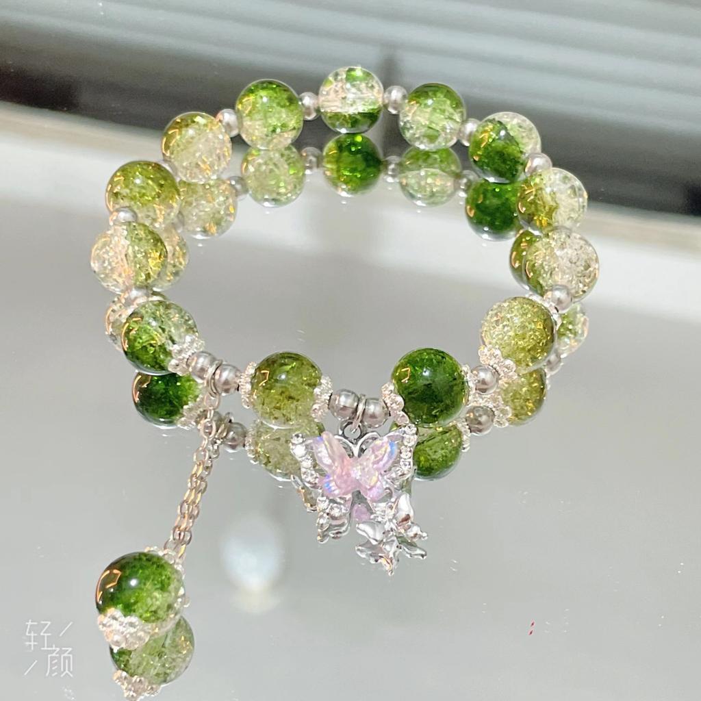 Fashion Ladies Crystal Glass Butterfly Stretch Bracelet Jewelry