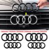 4 Ring ABS Black Car Hood Front Bonnet Grill Rear Trunk Emblem Logo Badge Sticker Decal For Audi A3 A4 A5 A6 A7 Q2 Q3 Q5 Q8 TT