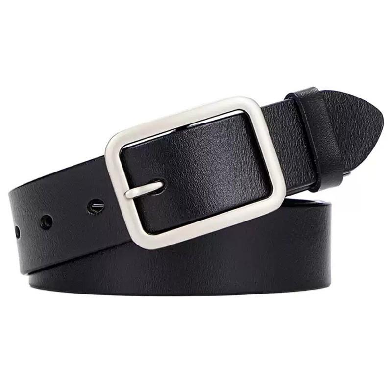 Womens Genuine Leather Belt With Pin Buckle Wide Slim Fit Jeans Casual Office Style Black Coffee Brown
