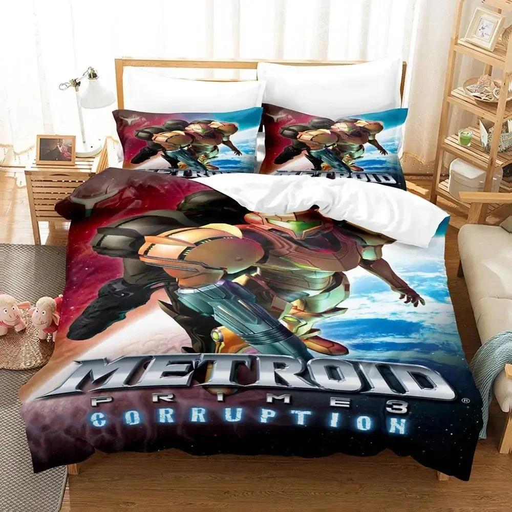 Metroid Prime Corruption Bedding Set Boys Girls Twin Queen Size Duvet Cover Pillowcase Bed Kids Adult Fashion Home Textile