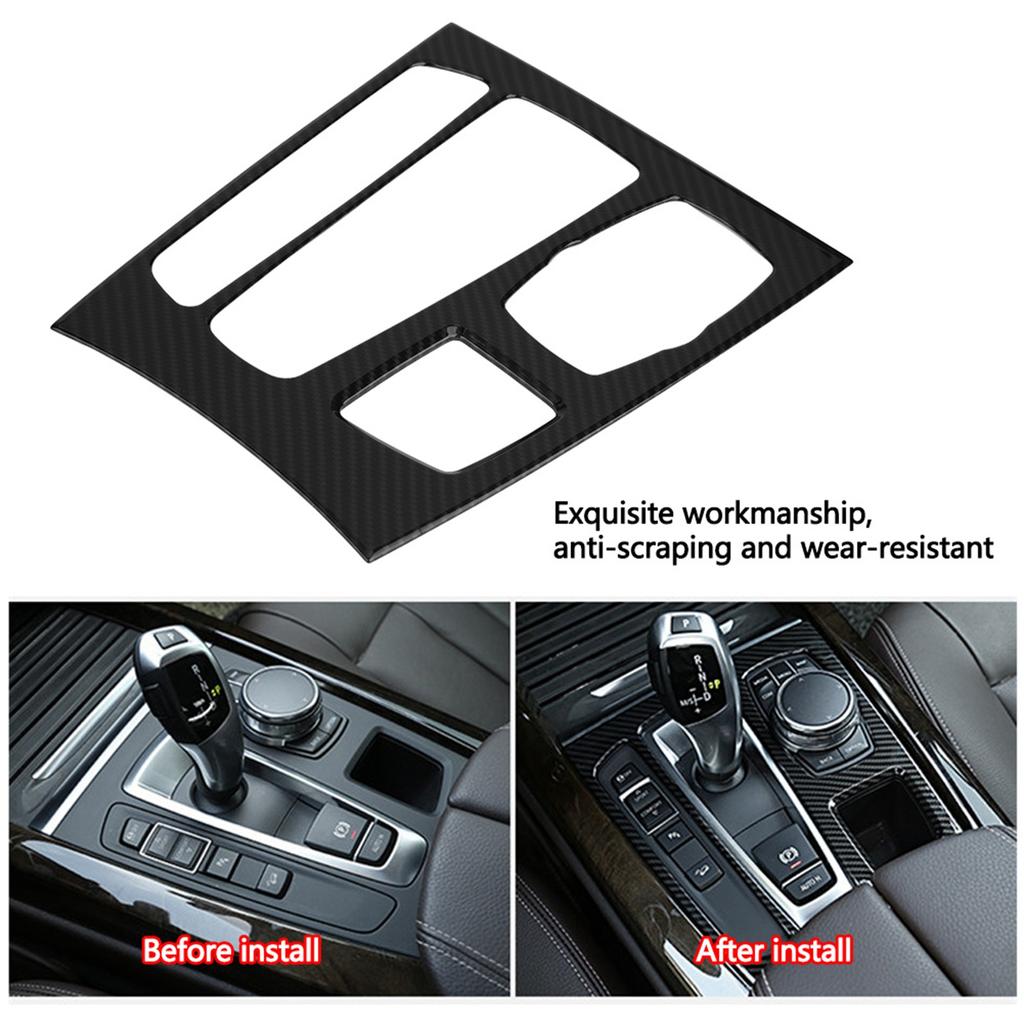Car Interior Center Gear Shift Panel Cover Trim for BMW X5 X6 F15 F16 14 18 (Carbon Fiber)