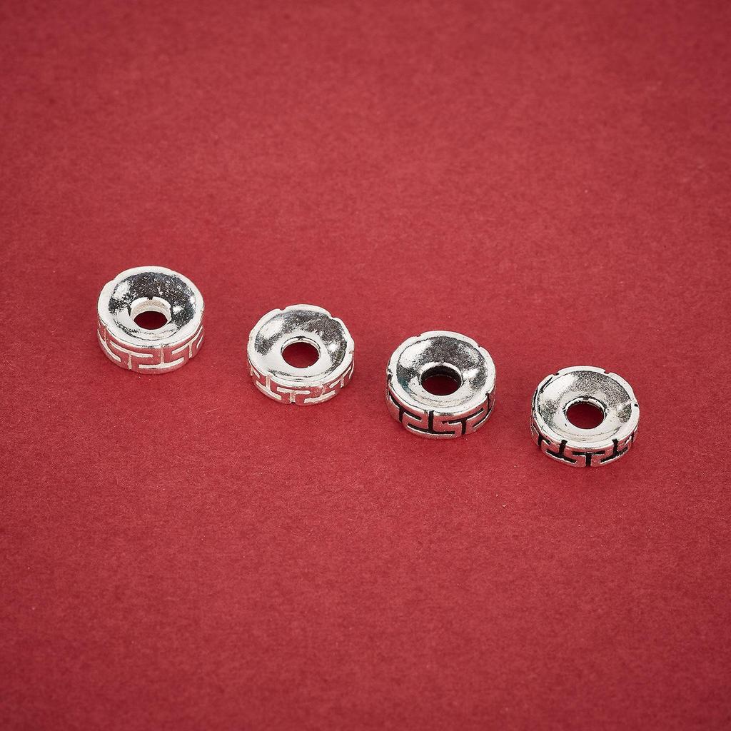 Great Wall S925 Sterling Silver Swirl Pattern Spacer Beads for DIY Bracelet/Necklace Weaving