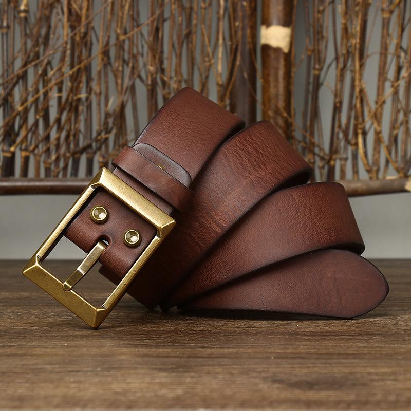 

Чоловічий ретро-матовий шкіряний ремінь із прямою пряжкою з натуральної шкіри Модний універсальний повсякденний джинсовий ремінь для молодих людей 100cm